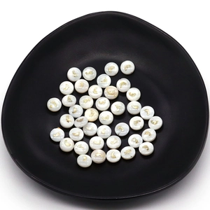 6mm natural white shell beads with golden footprints for DIY necklace and bracelet crafting