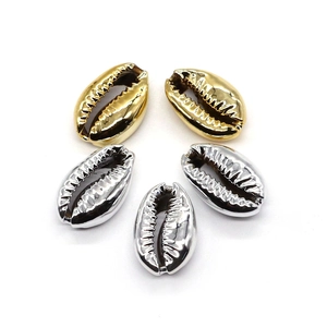 Metallic gold and silver cowrie shell beads for DIY jewelry and apparel ornaments