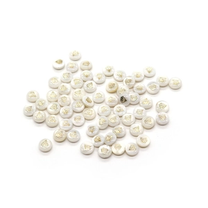 Cuentas de concha blanca natural con incrustación de diamante dorado para joyería DIY