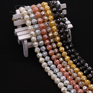Perles en nacre mosaïque naturelle avec motifs géométriques pour création de bijoux