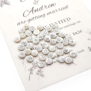 Natural white shell beads with silver star pattern for DIY necklace and jewelry making