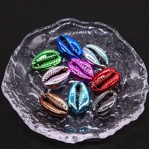 Colorful electroplated natural conch shell beads with metallic luster for DIY jewelry making