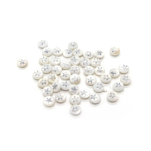 Natural white shell beads with silver starfish inlay for DIY necklace and bracelet jewelry