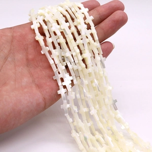 Perles en croix en nacre blanche naturelle pour accessoires de collier de bijoux DIY