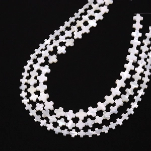 Brins de perles en nacre blanche naturelle en forme de croix avec éclat pour bijoux