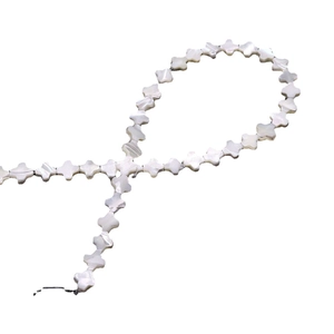 Perles en nacre blanche naturelle en forme de trèfle avec éclat arc-en-ciel pour bijoux