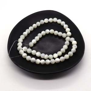 Natural white shell round beads with silky luster for DIY necklace bracelet making
