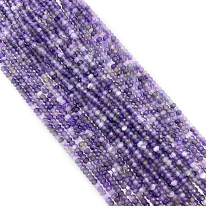 Faceted natural purple amethyst beads in a round shape for jewelry making