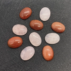 Polished 12x16mm oval blue goldstone and rose quartz cabochons for DIY jewelry making