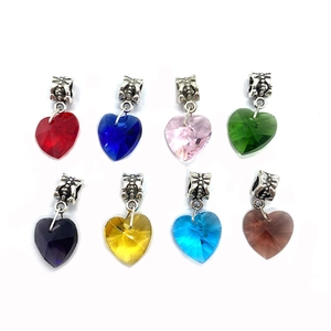 Heart Shaped Glass Crystal Pendant Charms With Engraved Alloy Bail For DIY Jewelry Making Necklaces Faceted Romantic Style Multicolored