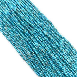 Faceted African Turquoise round rondelle beads in bright blue for jewelry making
