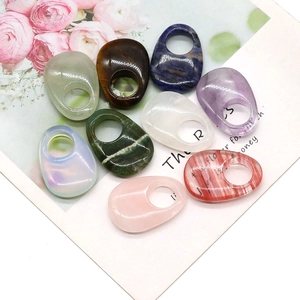 Natural Stone Pendants Polished Large Hole Water Drop Shape Egg Shaped Agate Amethyst Rose Quartz For DIY Jewelry Making