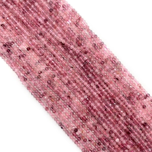 Faceted pink strawberry quartz beads with natural inclusions for jewelry making