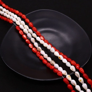 5x8mm rote und weiße natürliche Süßwassermuschel-Reisperlen für DIY-Schmuckherstellung