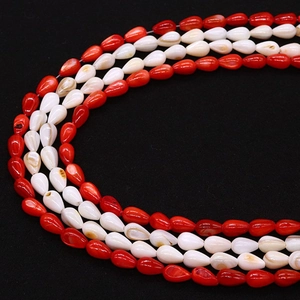 5x8mm rote und weiße Reiskorn Süßwasser-Muschelperlen für DIY-Schmuckherstellung