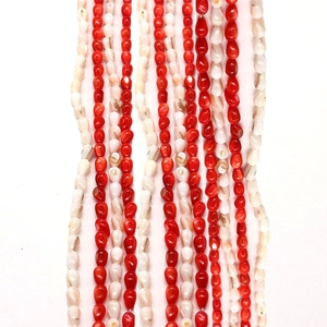5x8mm natürliche Perlmuttabtropfperlen in Rot und Weiß für DIY-Schmuckherstellung