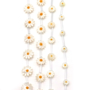 Natural white shell daisy beads in 6mm-12mm size for DIY jewelry making and crafts