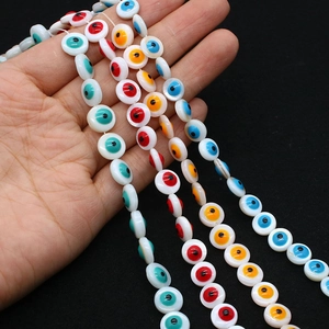 9mm natural freshwater shell evil eye beads in multiple colors for DIY jewelry making