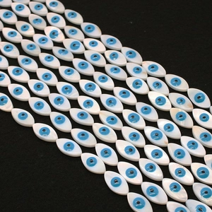 Natural Shell Marquise Evil Eye Loose Beads For DIY Jewelry Making Bracelet Necklace Mother Of Artificial Pearl Nazar Beads Accessories
