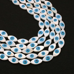 Natural marquise shell beads with evil eye pattern for DIY jewelry making sets