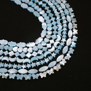 Perline di conchiglia blu naturale in varie forme con lucentezza per gioielli fai da te