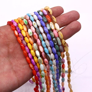 Tiras de cuentas de concha de agua dulce ovaladas multicolores para crear joyería DIY