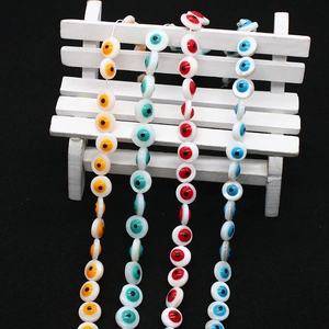 9mm natural freshwater shell evil eye beads in four vibrant colors for DIY jewelry making