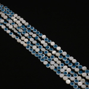 Macro de perles en nacre œil maléfique et breloques rondes pour création de bijoux