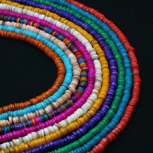 Gekleurde platte schijfkralen van schelp in regenboogkleuren voor DIY-sieraden maken