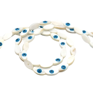 Natural freshwater shell evil eye beads in marquise shape for DIY jewelry making