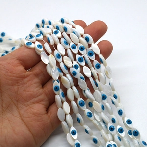 Perles œil de protection en nacre naturelle marquise pour création de bijoux