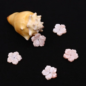 Pink freshwater shell flower pendants for DIY jewelry making with natural pearl luster