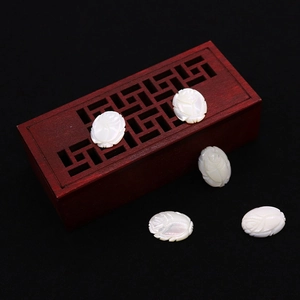 Natural white mother of pearl oval rose carvings for DIY jewelry making set of 5