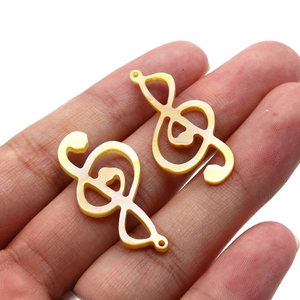 Pendentifs clé de sol en coquillage naturel jaune pour accessoires bijoux DIY
