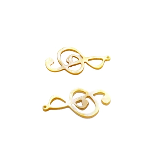 Pendentifs clé de sol en coquillage jaune naturel avec éclat perlé pour création de bijoux