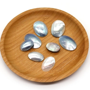 Natural oval mother of pearl shell cabochons set for jewelry making and DIY crafts