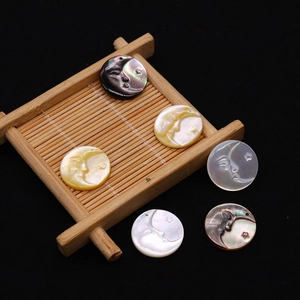Engraved mother of pearl shell moon face charms for DIY jewelry making set of 5 colors