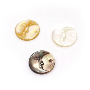 Carved natural freshwater shell charms with star and moon face for jewelry DIY
