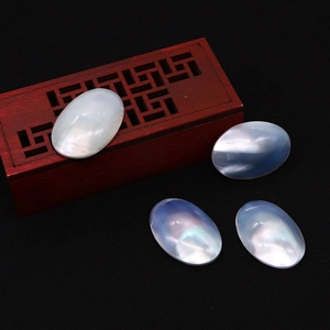 Natural White Mother Of Artificial Pearl Oval Cabochon Sea Shell Loose Beads For DIY Jewelry Making Polished No Hole Shell Ornament Component