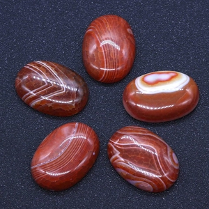 Natural Striped Red Agate Oval Cabochon Polished Gemstone Without Hole DIY Jewelry Making Handmade Ornament Accessories