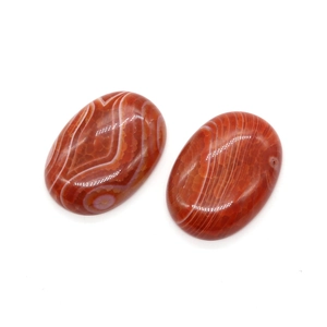 Polished 25x35mm oval red striped agate cabochon stones for DIY jewelry making