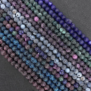 Natuurlijke Drakenader Agaat Crackle Kralen Ronde Losse Kralen Voor DIY Sieraden Maken Ketting Armband Knutselaccessoires