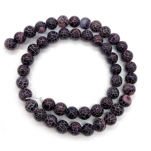 Gepolijste zwarte onyx kralen met rode vuurkraaktextuur voor DIY sieraden maken