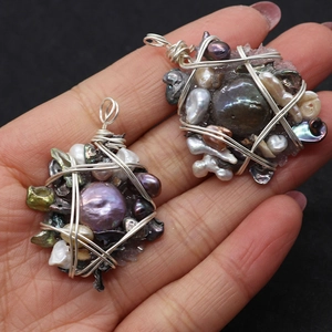 Handmade wire-wrapped baroque pearl and gemstone pendants with vintage bohemian style charm