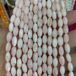 Macro de perles ovales en coquillage naturel rose et blanc pour création de bijoux DIY