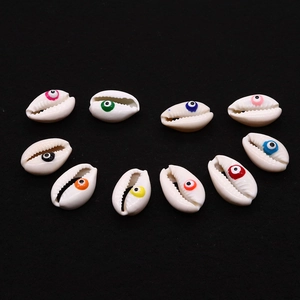 Cuentas de Concha Natural Pulidas Blancas Cuentas Sueltas de Concha de Kauri Con Patrones de Ojo Turco Coloridos Para Accesorios de Creación de Joyería DIY