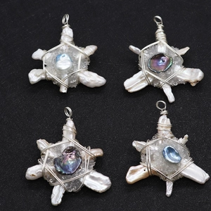 Handgefertigte Drahtumwickelte Stern Barockperle Anhänger Natürliche Kristallscherben Unregelmäßige Süßwasserperle DIY Schmuck Zubehör