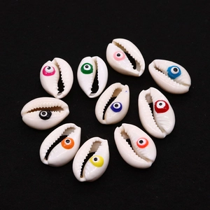 Conchas naturales de cauri con motivos de ojo turco para joyería artesanal