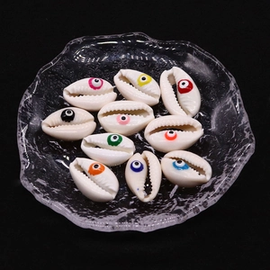 Cuentas de concha natural con coloridos diseños de ojo turco para joyería artesanal DIY