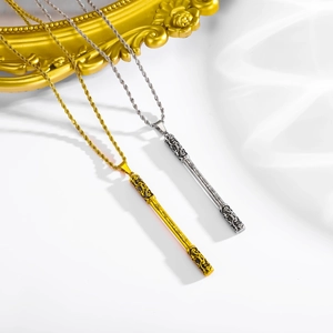 Collier Mythologie Ruyi Jingu Bang Pour Hommes Femmes En Acier Inoxydable 304 Pendentif Bâton De Roi Singe Or Argent Bijoux Ethniques Cadeau